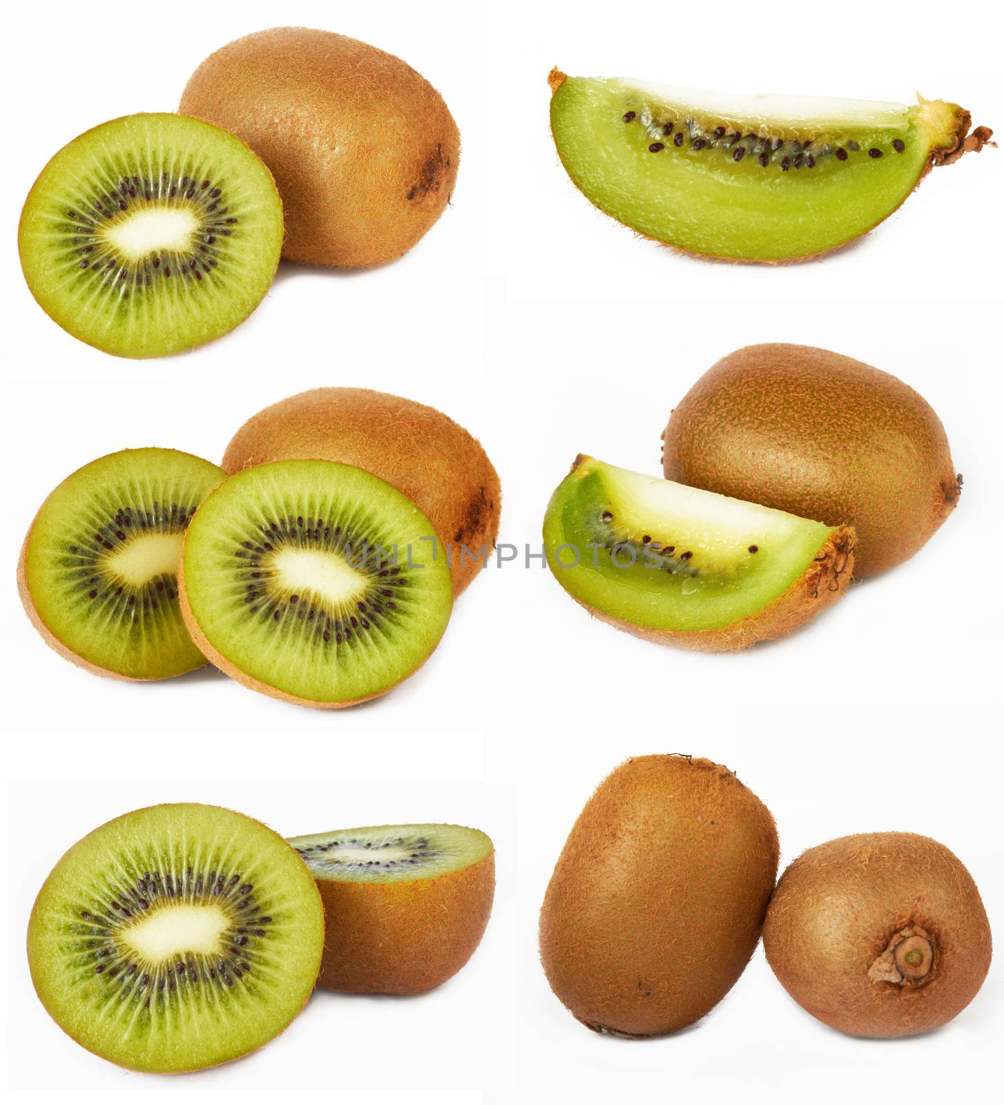 Kiwi set on a white background