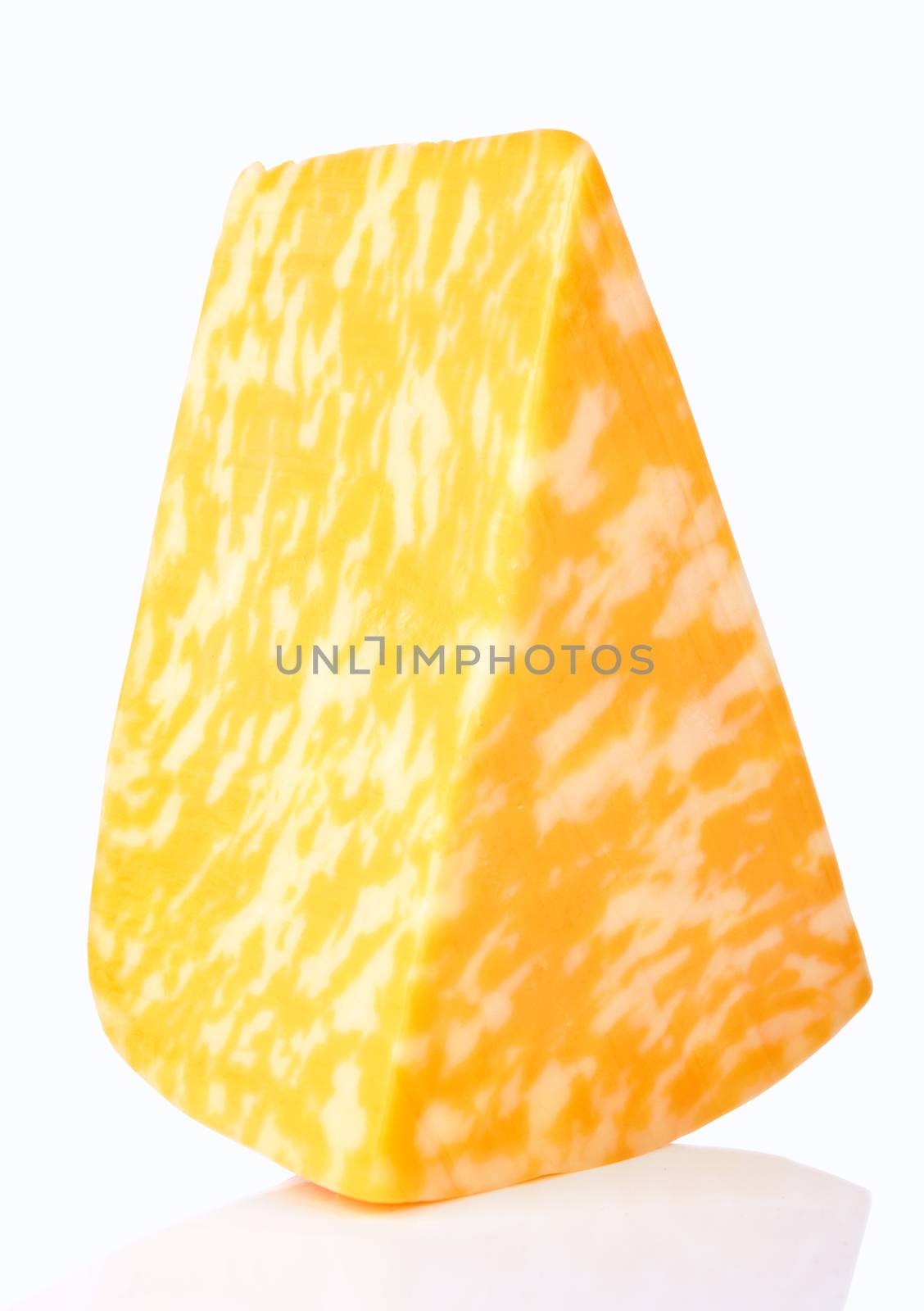 piece of cheese on a white background