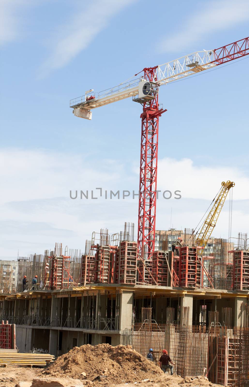 construction site with crane and building 