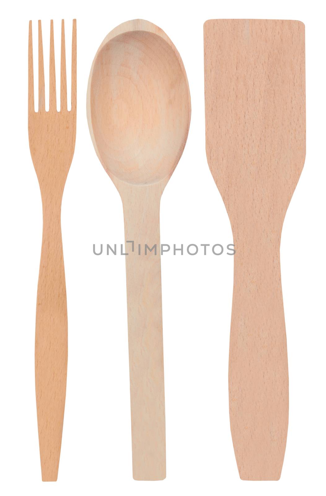 Wooden kitchen utensils  isolated on white