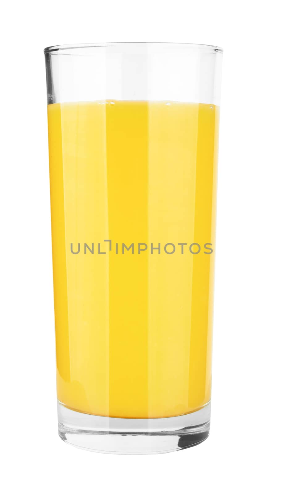 Orange juice in highball glass. Isolated on white background 