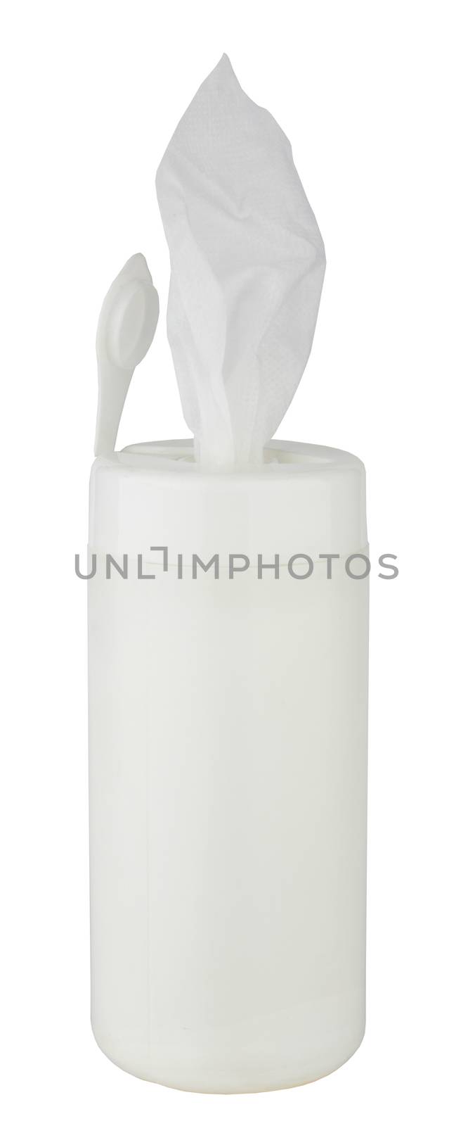 Tissue box of cleaning napkins isolated over white background