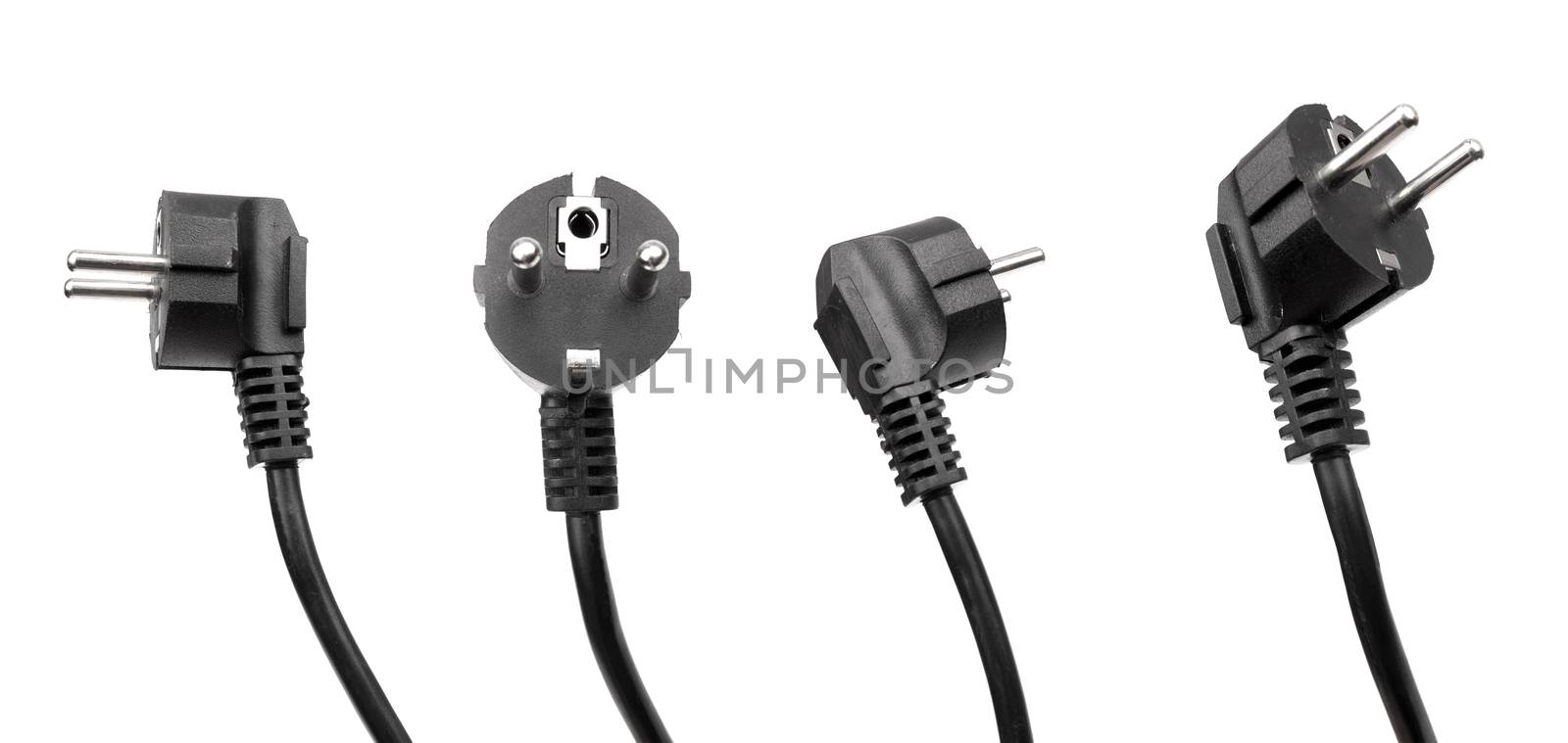 black electric plug isolated on white background 