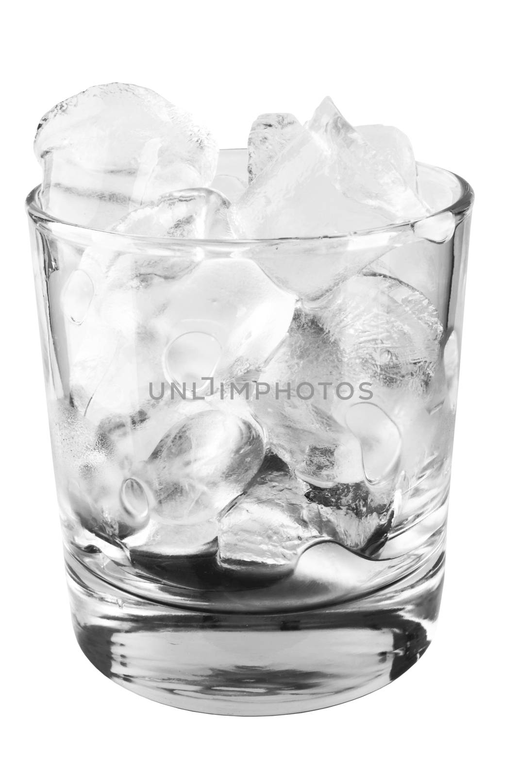 Glass with ice cubes isolated on white background 