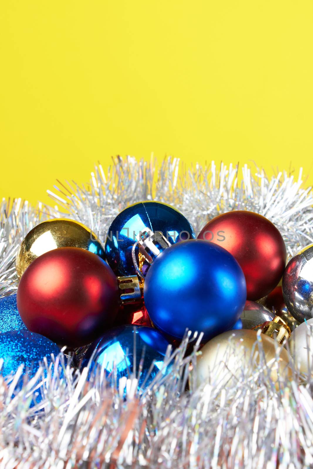 Christmas decorations on yellow background 





