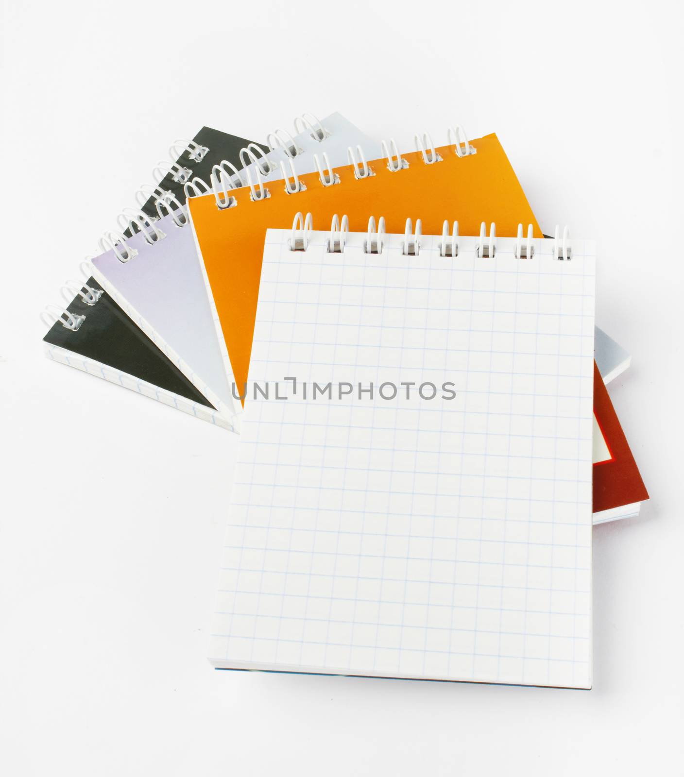 stack of ring binder book or notebook on white background 