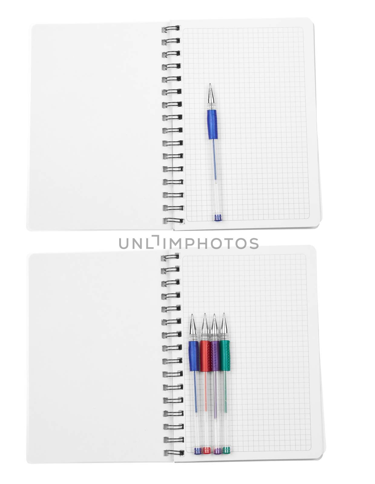 Blank note paper with pen. isolated on white. 