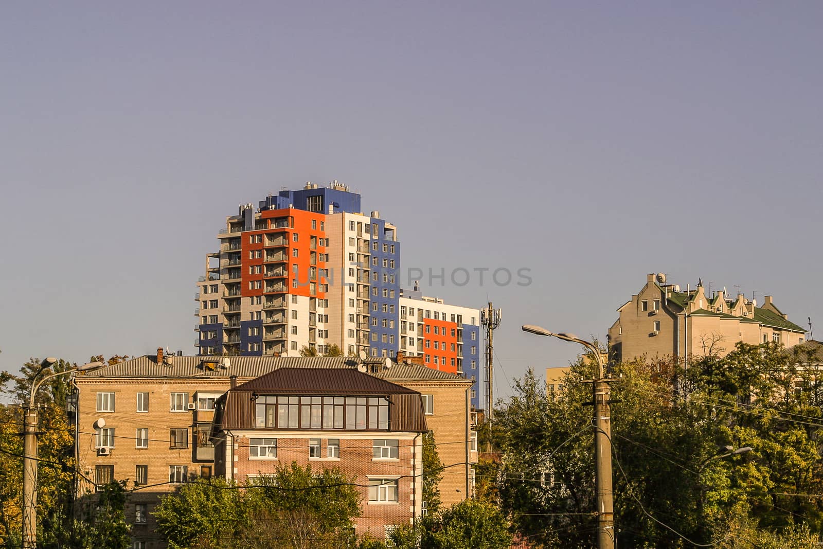 The central area in Dnipro city, Ukraine. City landscape