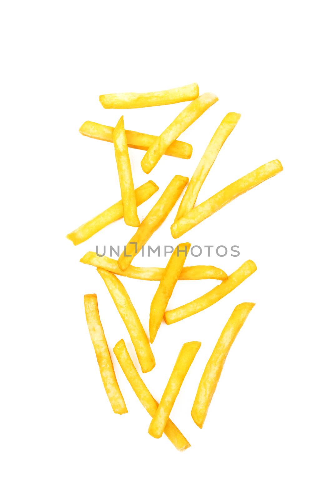 French fries on a white background