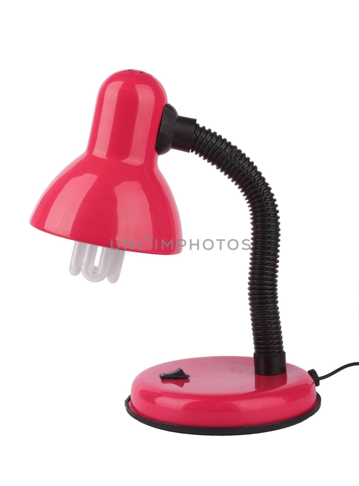Red table lamp isolated on a white background
