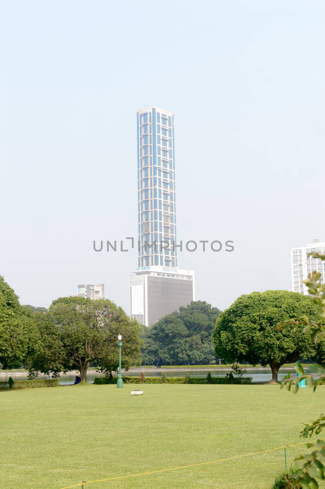 Tata Centre high-rise, sleek designed and steel tower tallest commercial buildings and important landmark located in central business district in city of joy, Kolkata, West Bengal, India Asia May 2019 by sudiptabhowmick