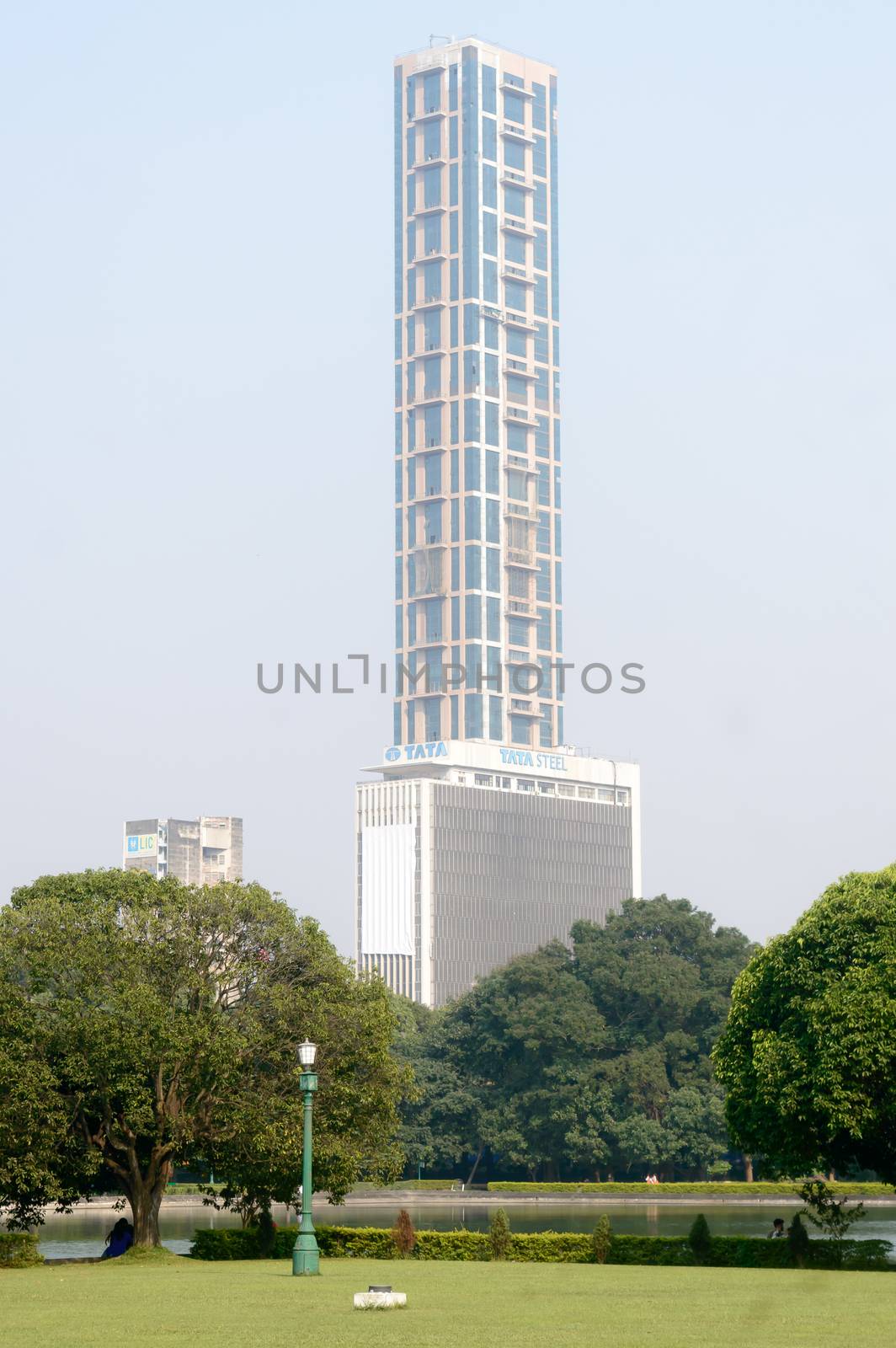 Tata Centre high-rise, sleek designed and steel tower tallest commercial buildings and important landmark located in central business district in city of joy, Kolkata, West Bengal, India Asia May 2019 by sudiptabhowmick