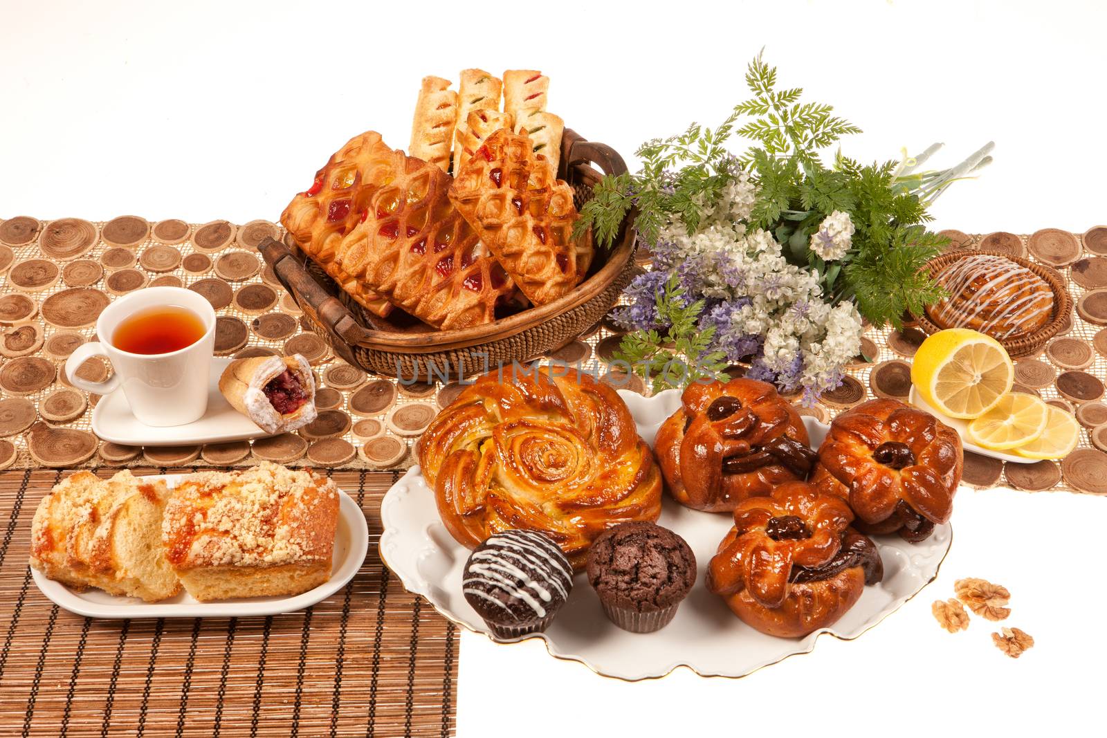 Still life with bread and pastry
