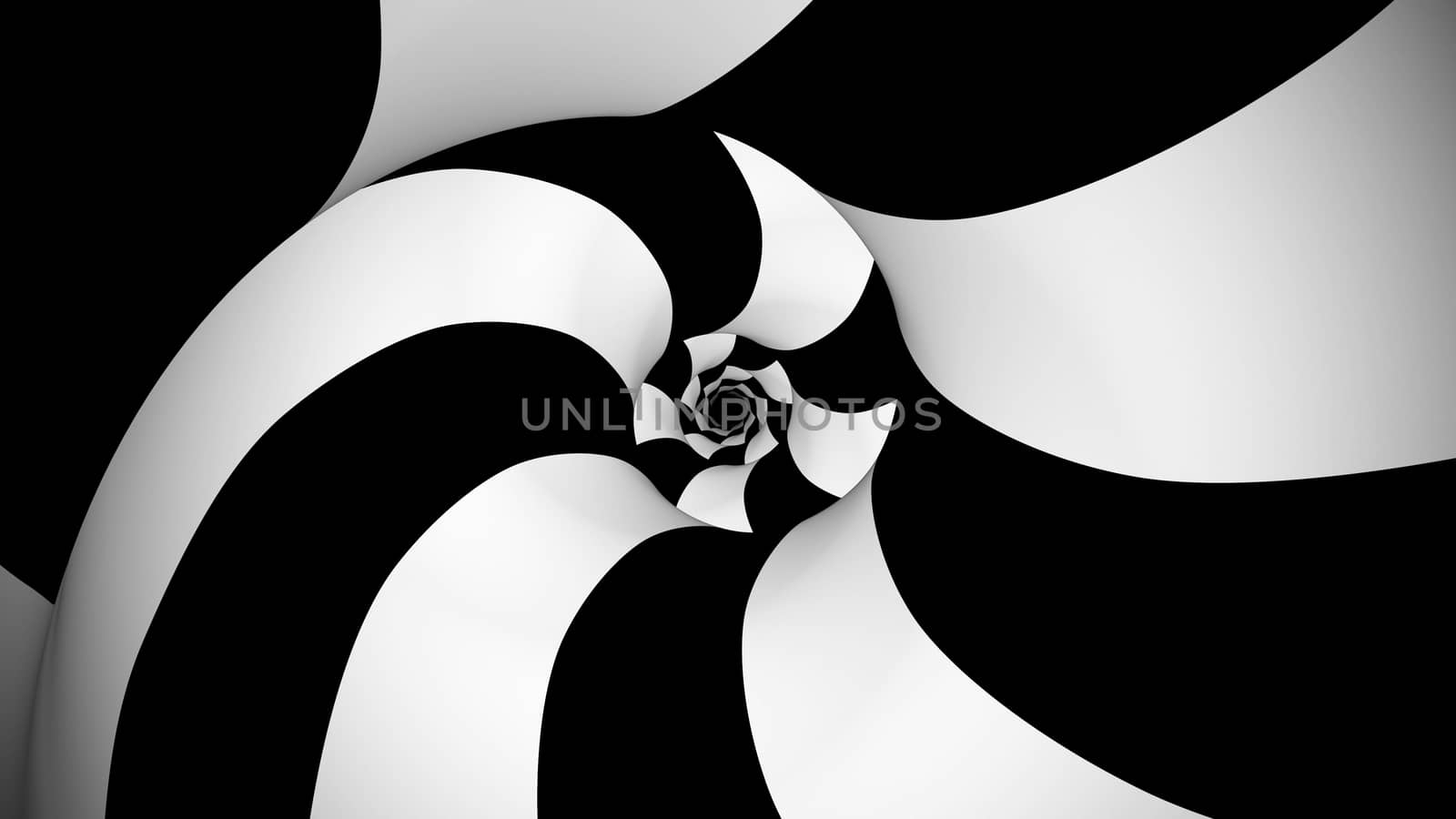 Impressive3d rendering of whirling black and white optical illusion stripes looking like a propeller. They create holographic and hypnotic effect.