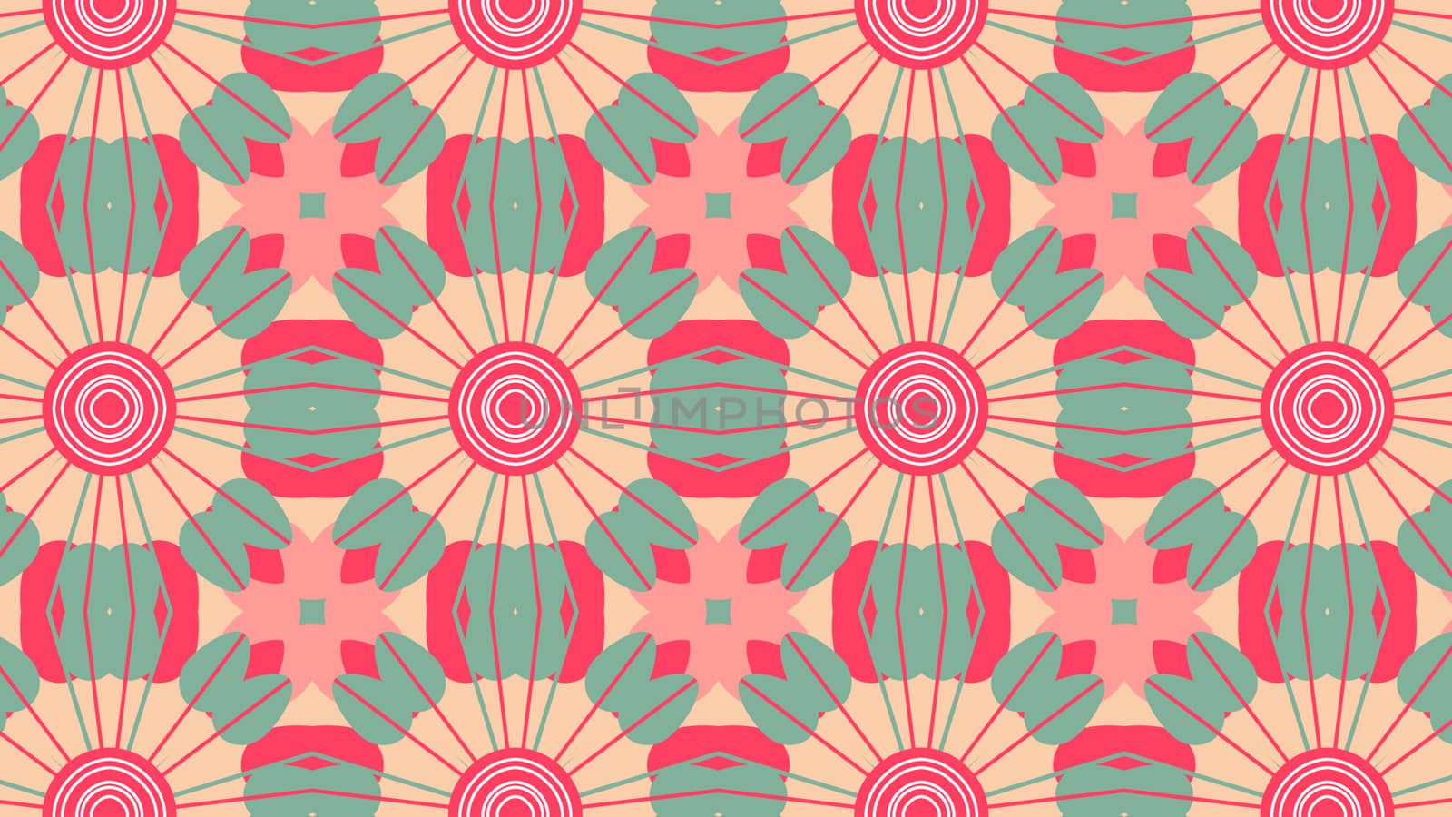 Numerous flowers in circles in rosy backdrop by klss