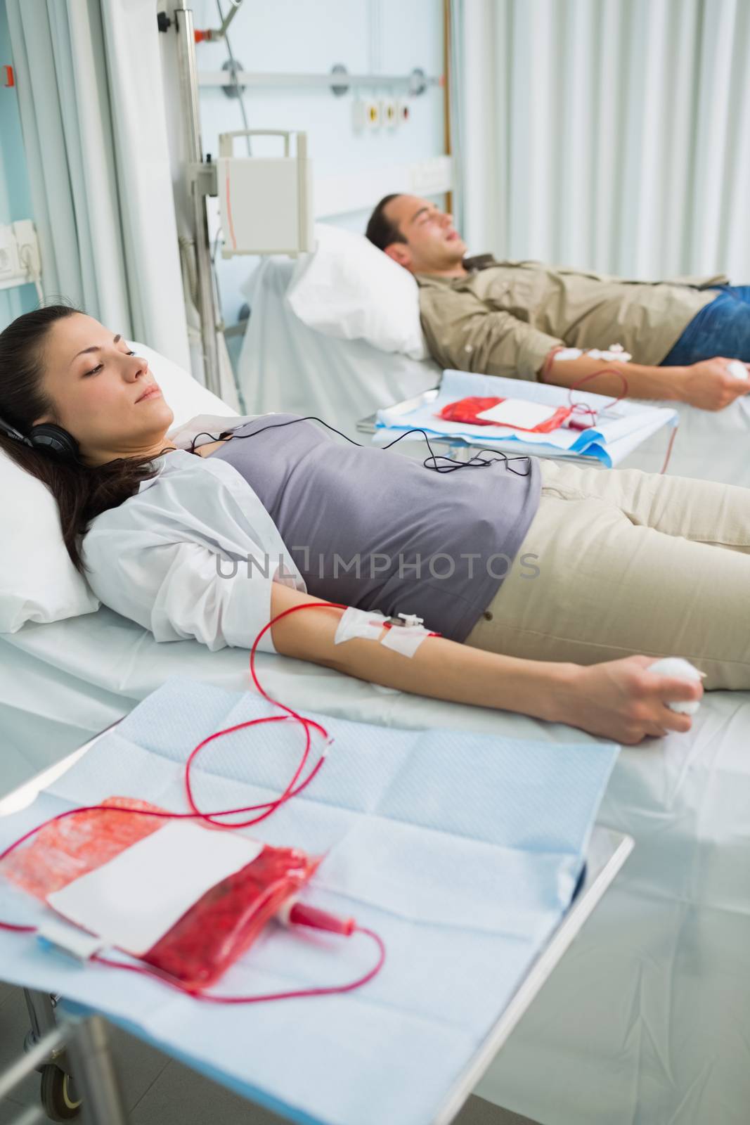 Transfused patients being sleepy in hospital ward
