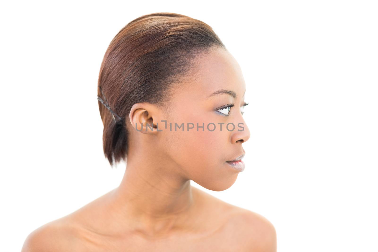 Side view of natural beauty on white background