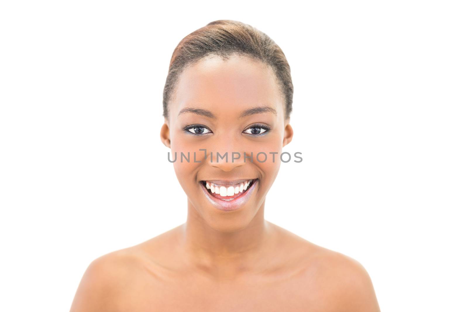 Cheerful natural beauty on white background