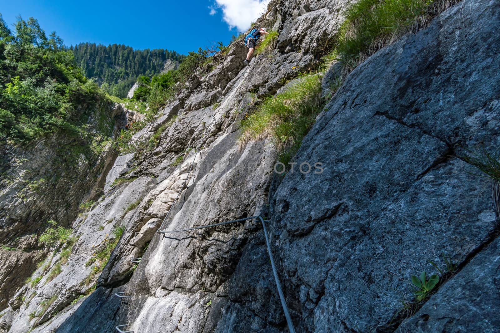 The Simmswasserfall, an adventure via ferrata near Holzgau in Austria along a waterfall