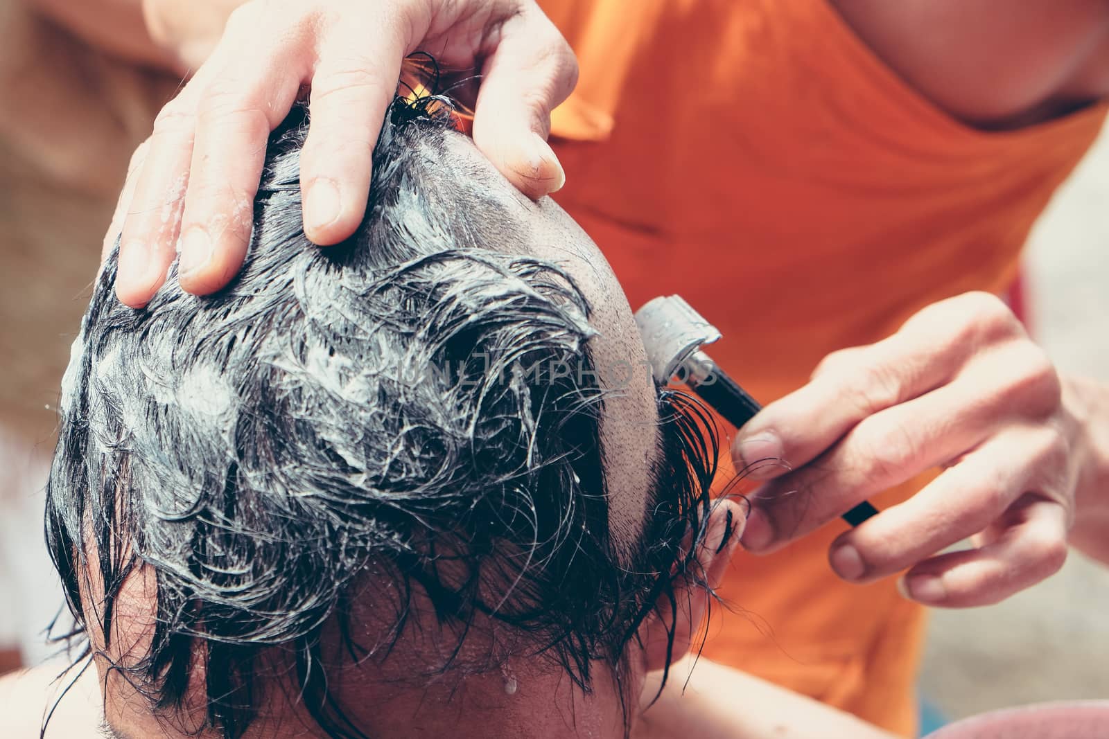 The ceremony of shaving the hair, Buddhist Ordination