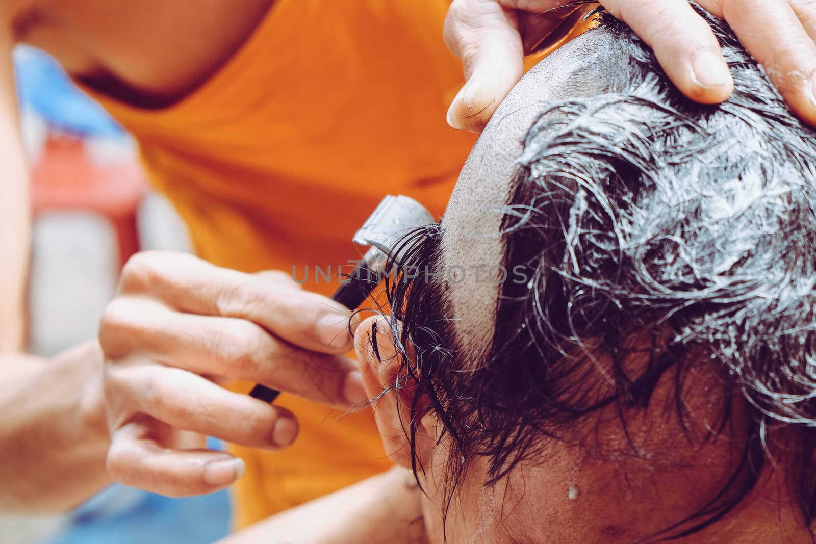 The ceremony of shaving the hair, Buddhist Ordination