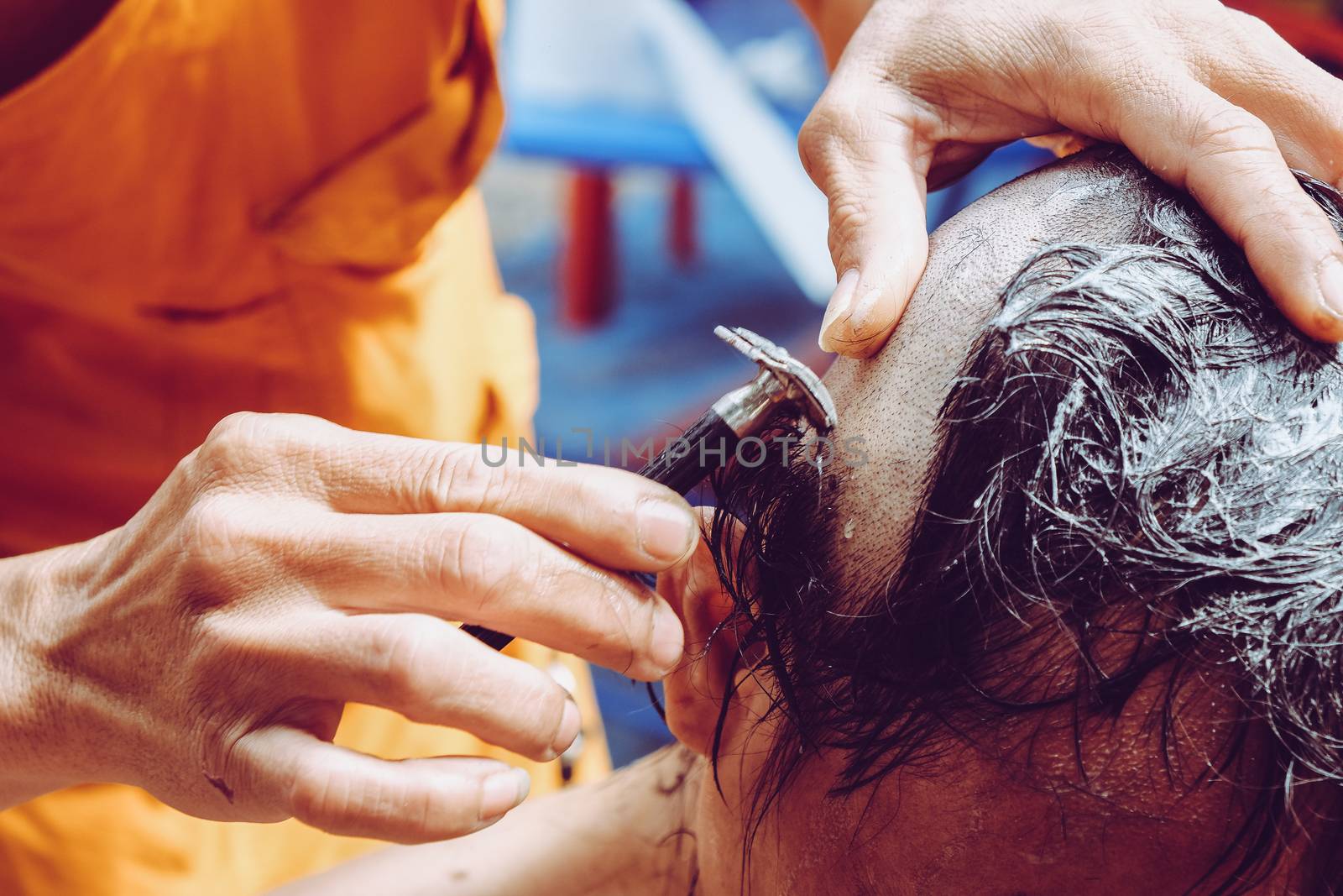 The ceremony of shaving the hair, Buddhist Ordination