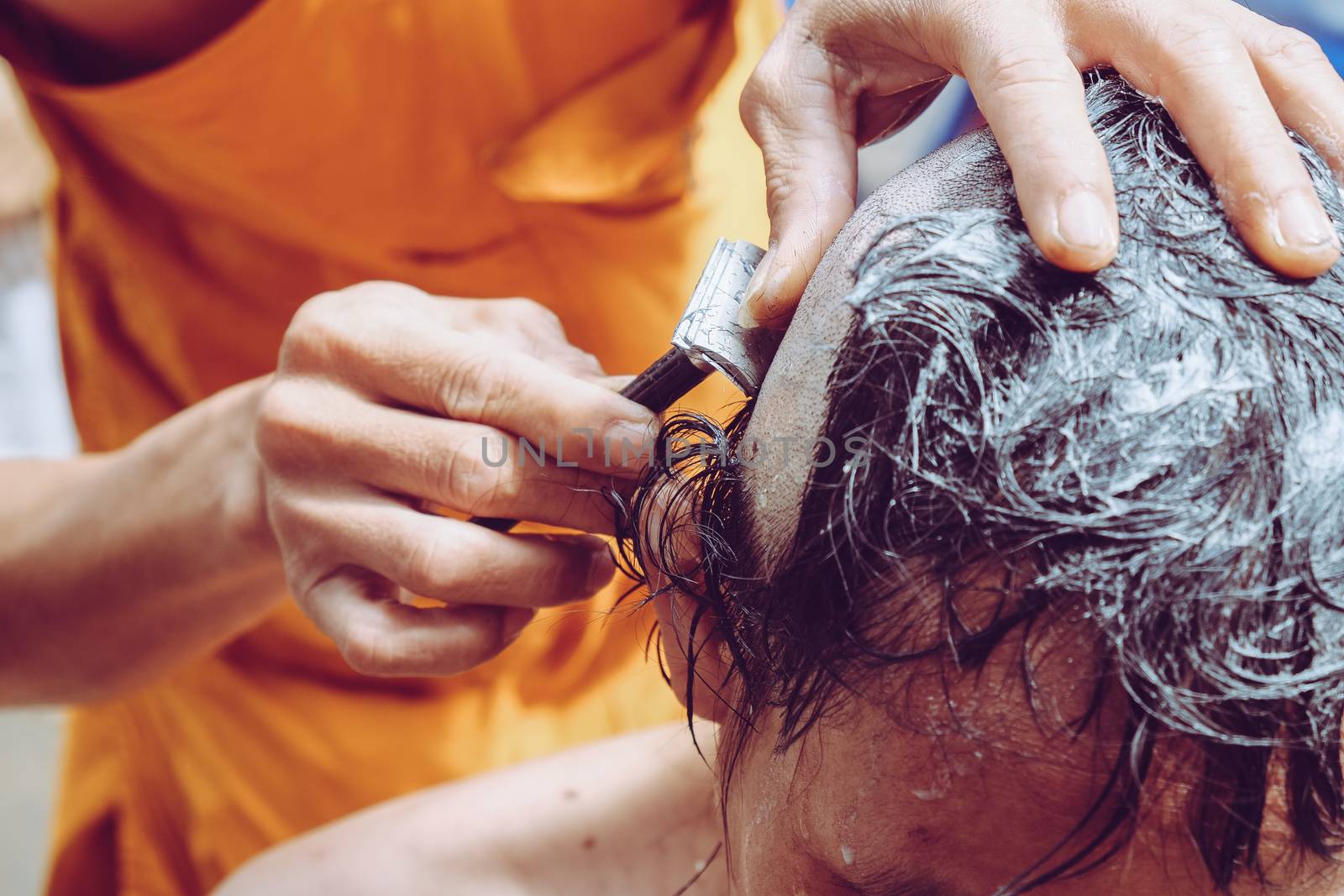 The ceremony of shaving the hair, Buddhist Ordination