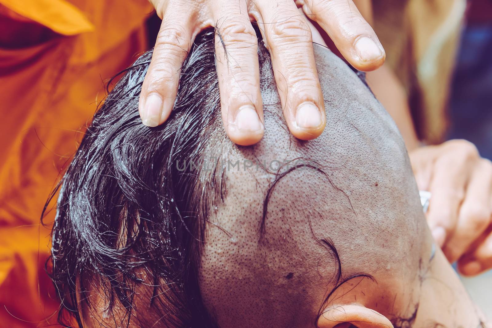 The ceremony of shaving the hair, Buddhist Ordination