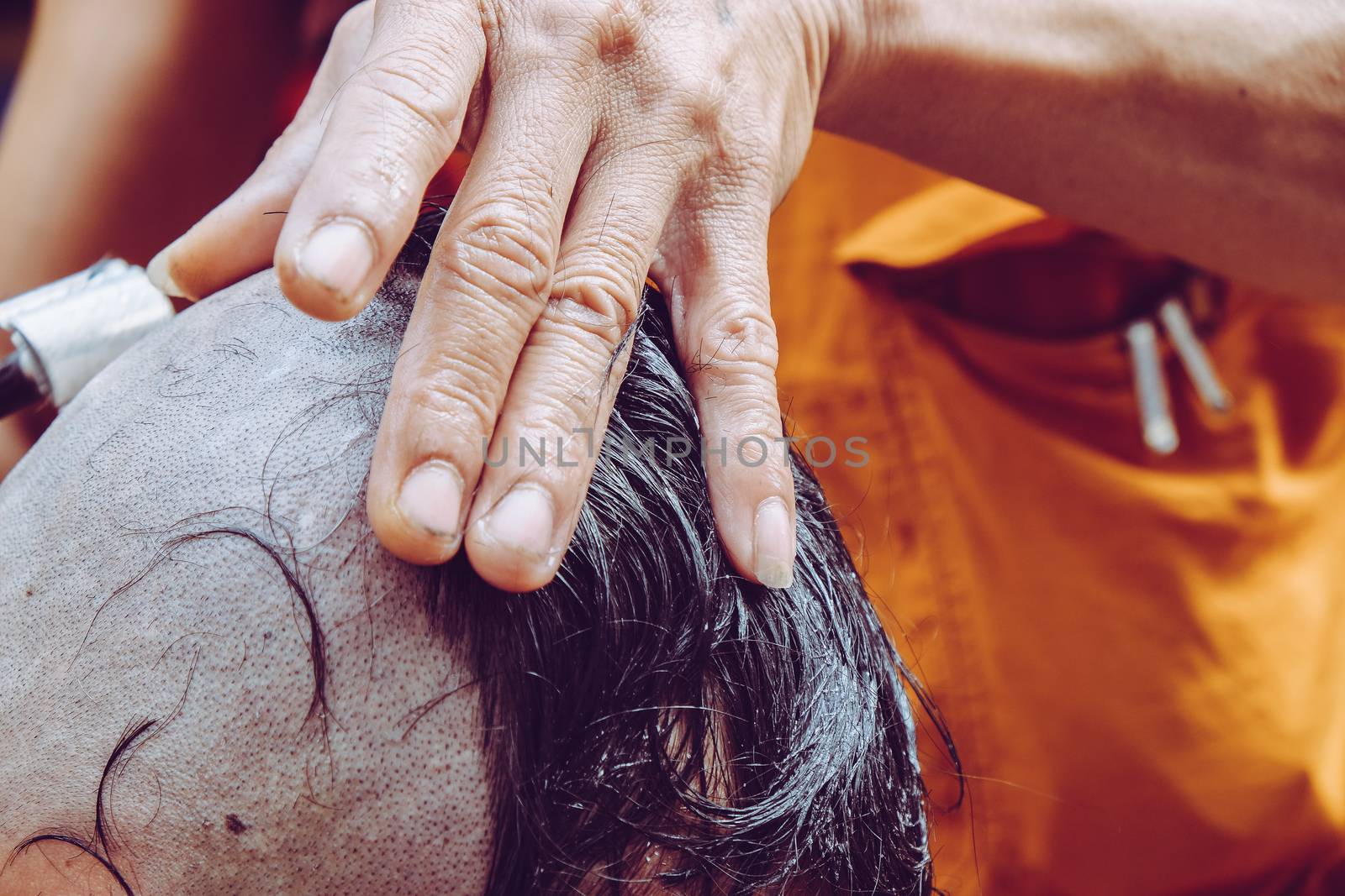 The ceremony of shaving the hair, Buddhist Ordination