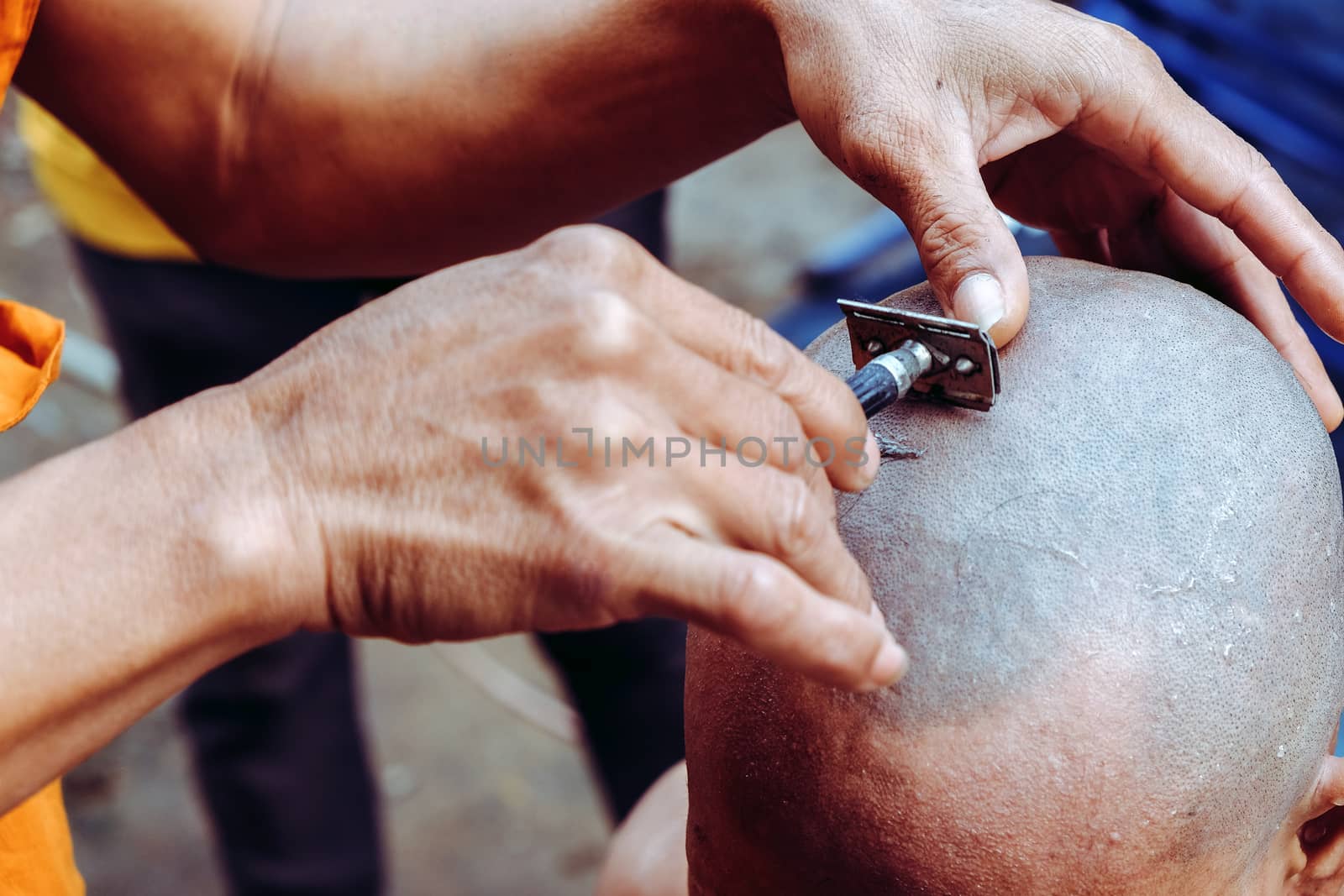 The ceremony of shaving the hair, Buddhist Ordination