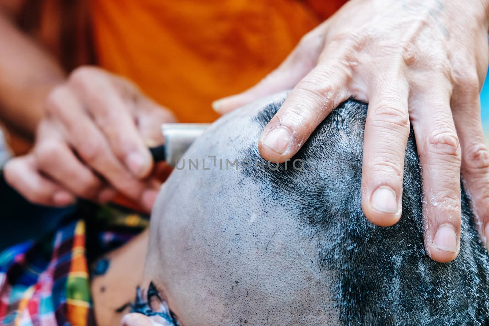 The ceremony of shaving the hair, Buddhist Ordination