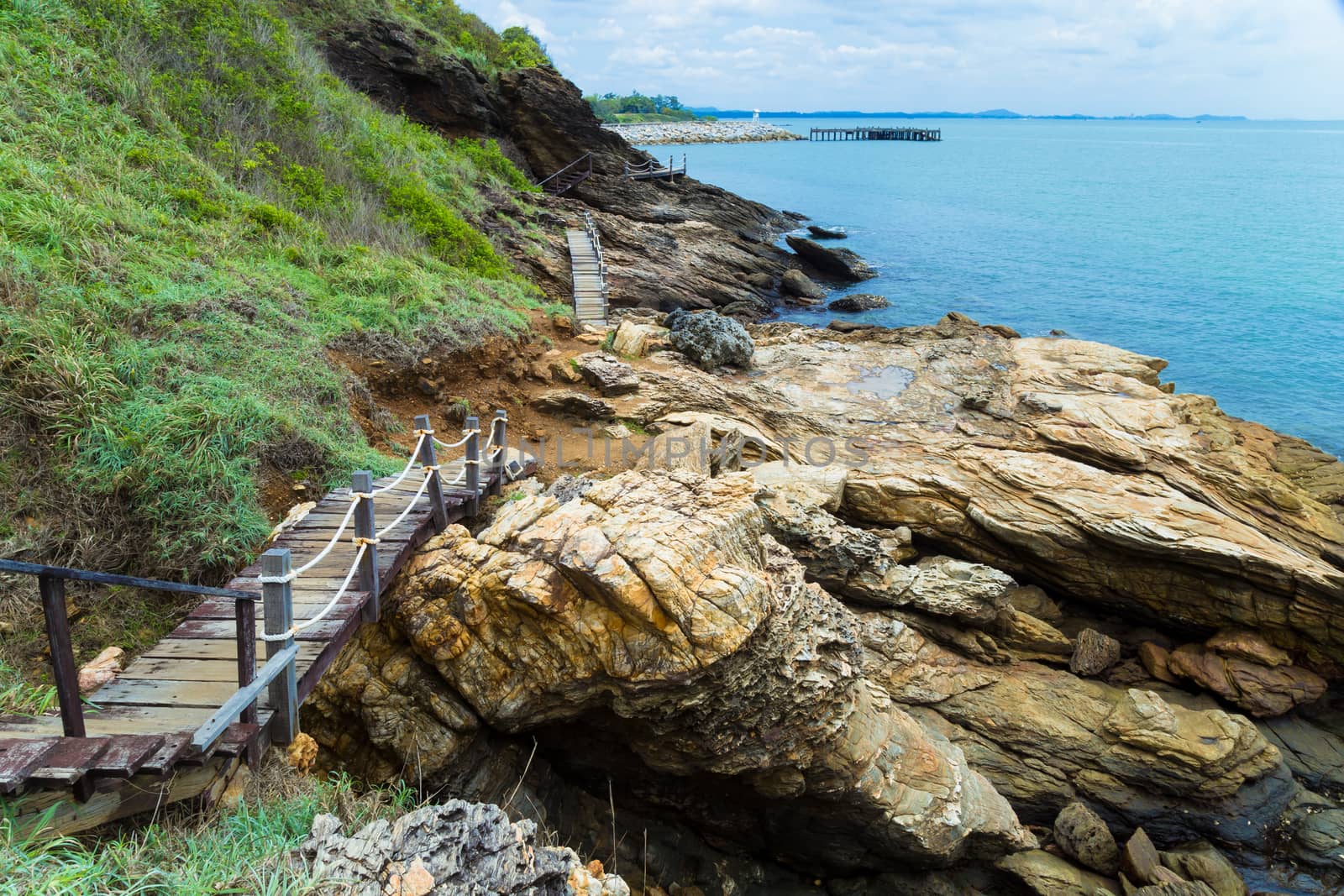 Beautiful Rayong coast with blue sky, at khao laem ya mu koh samet island national park Rayong Thailand.