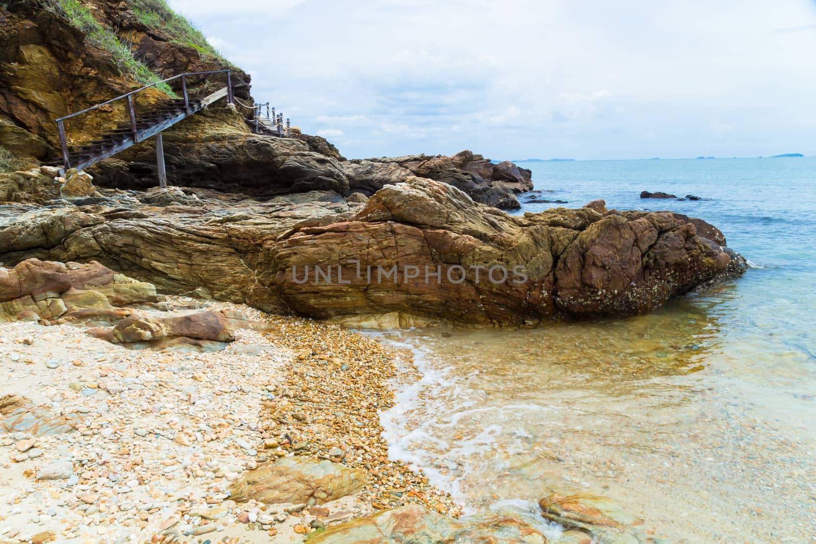 Beautiful Rayong beach with blue sky, at khao laem ya mu koh samet island national park Rayong Thailand.