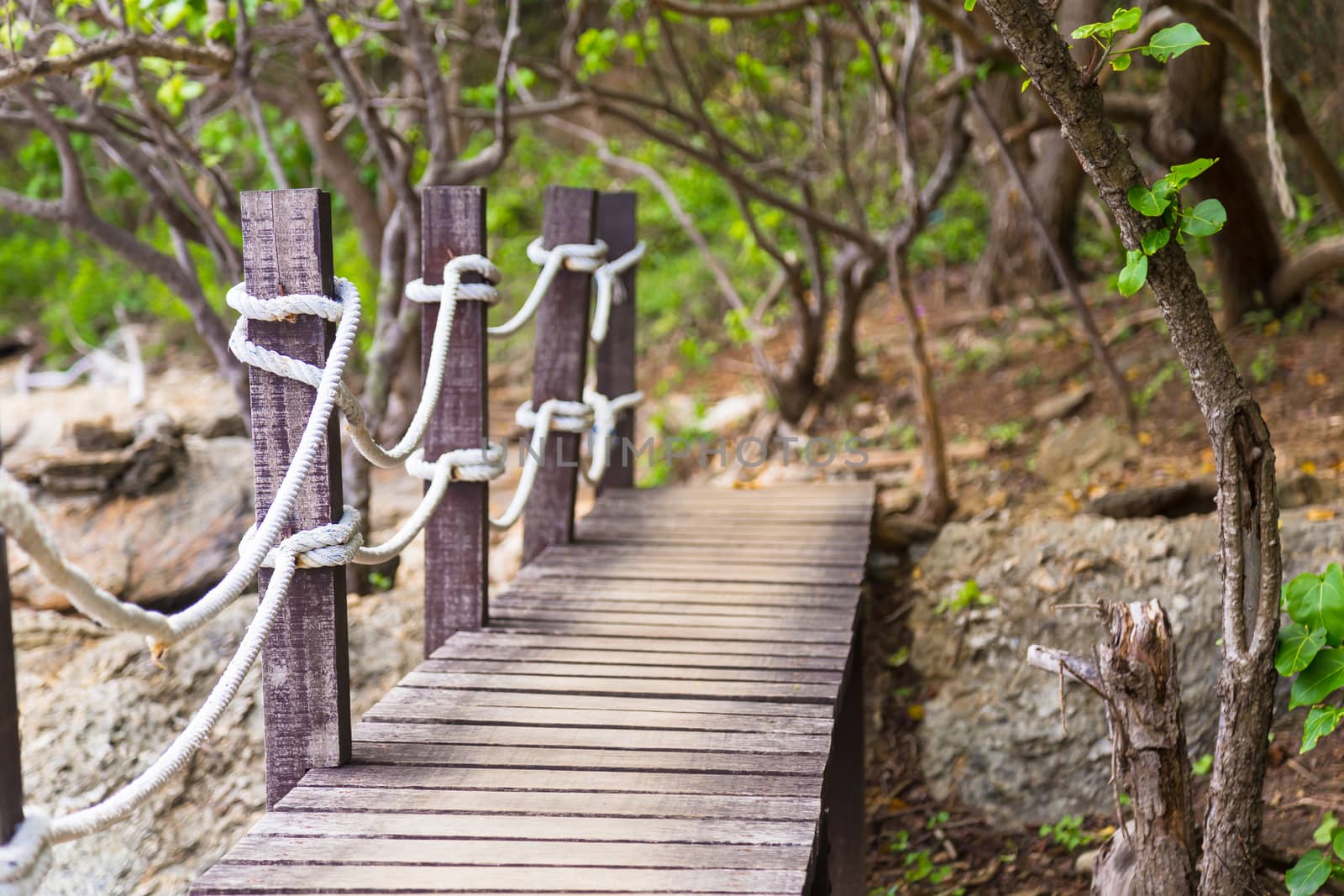 Wooden pathway, at khao laem ya mu koh samet island national park Rayong Thailand.