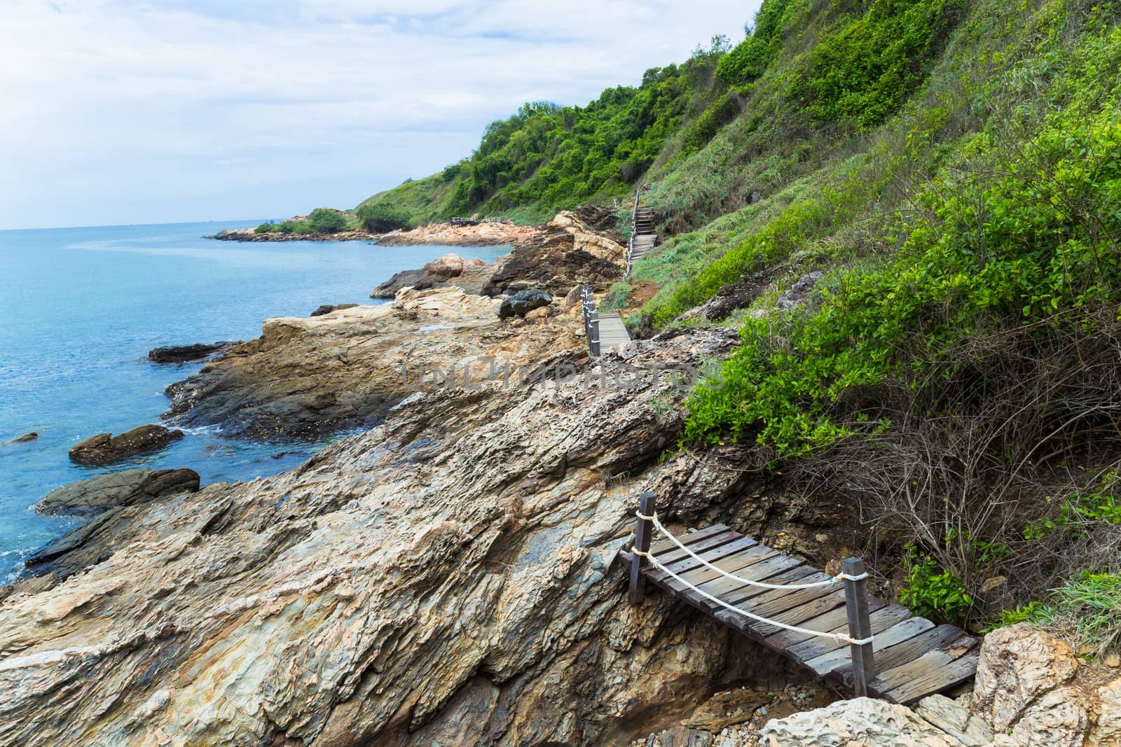 Beautiful Rayong coast with blue sky, at khao laem ya mu koh samet island national park Rayong Thailand.