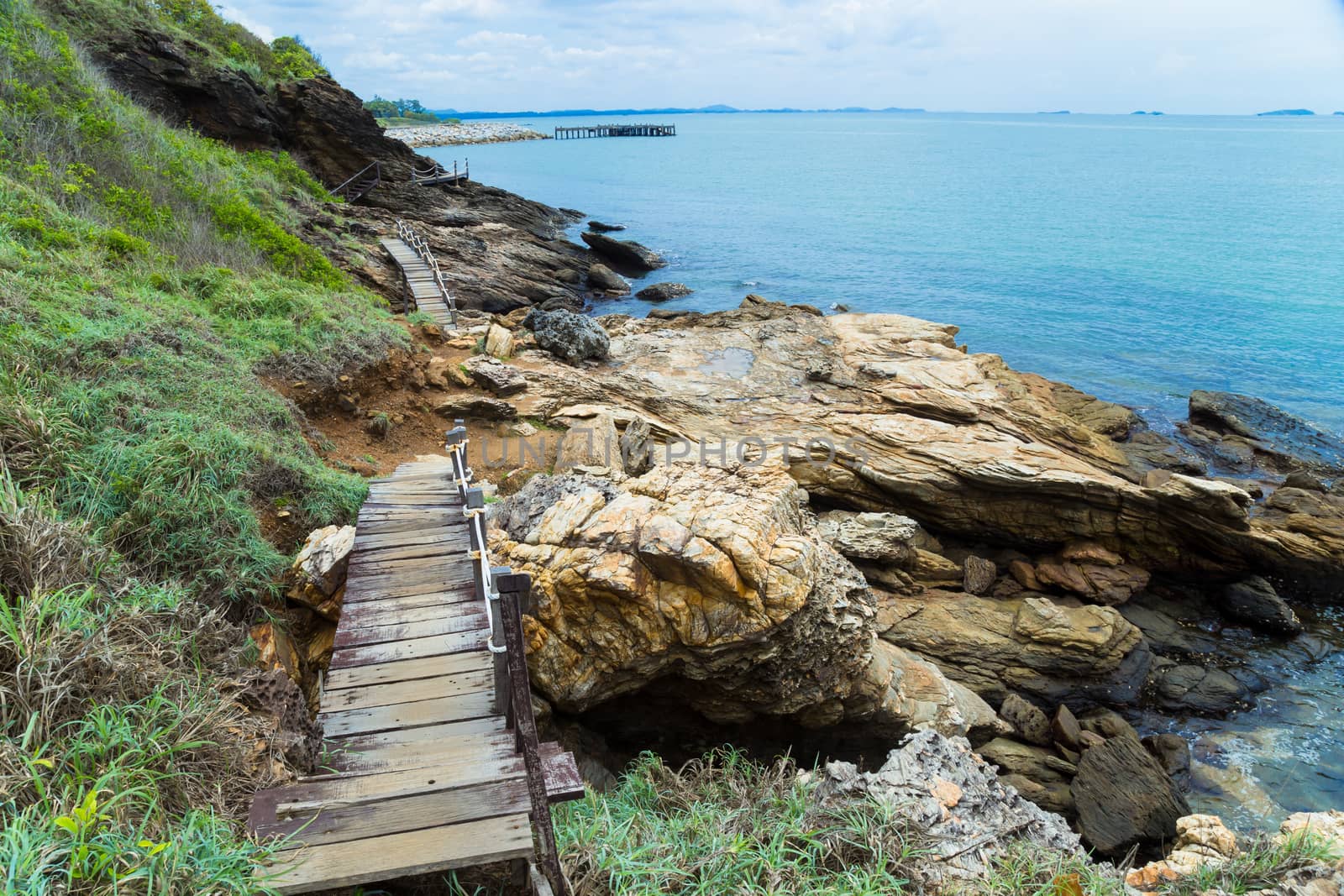 Beautiful Rayong coast with blue sky, at khao laem ya mu koh samet island national park Rayong Thailand.