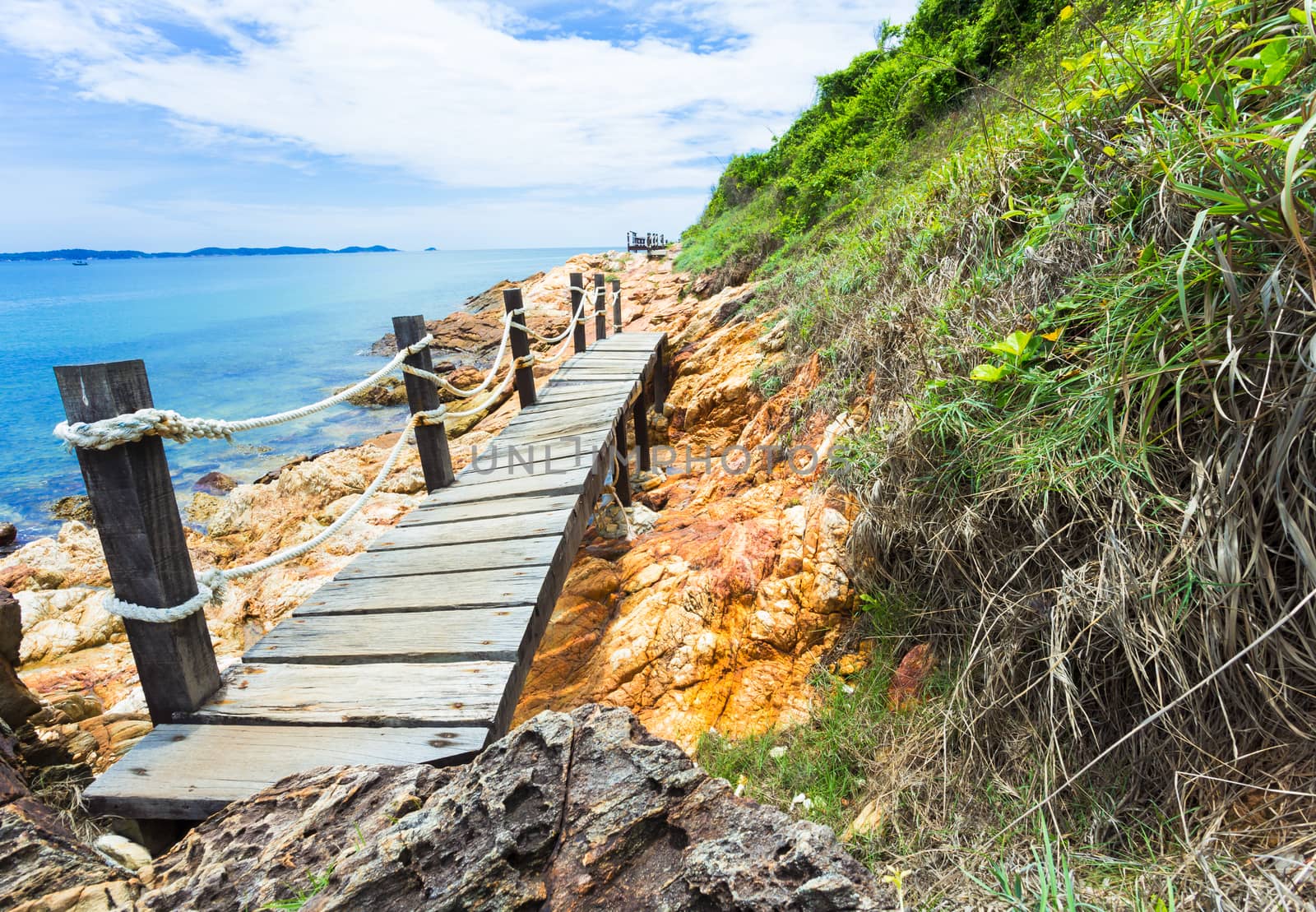 Beautiful Rayong coast with blue sky, at khao laem ya mu koh samet island national park Rayong Thailand.