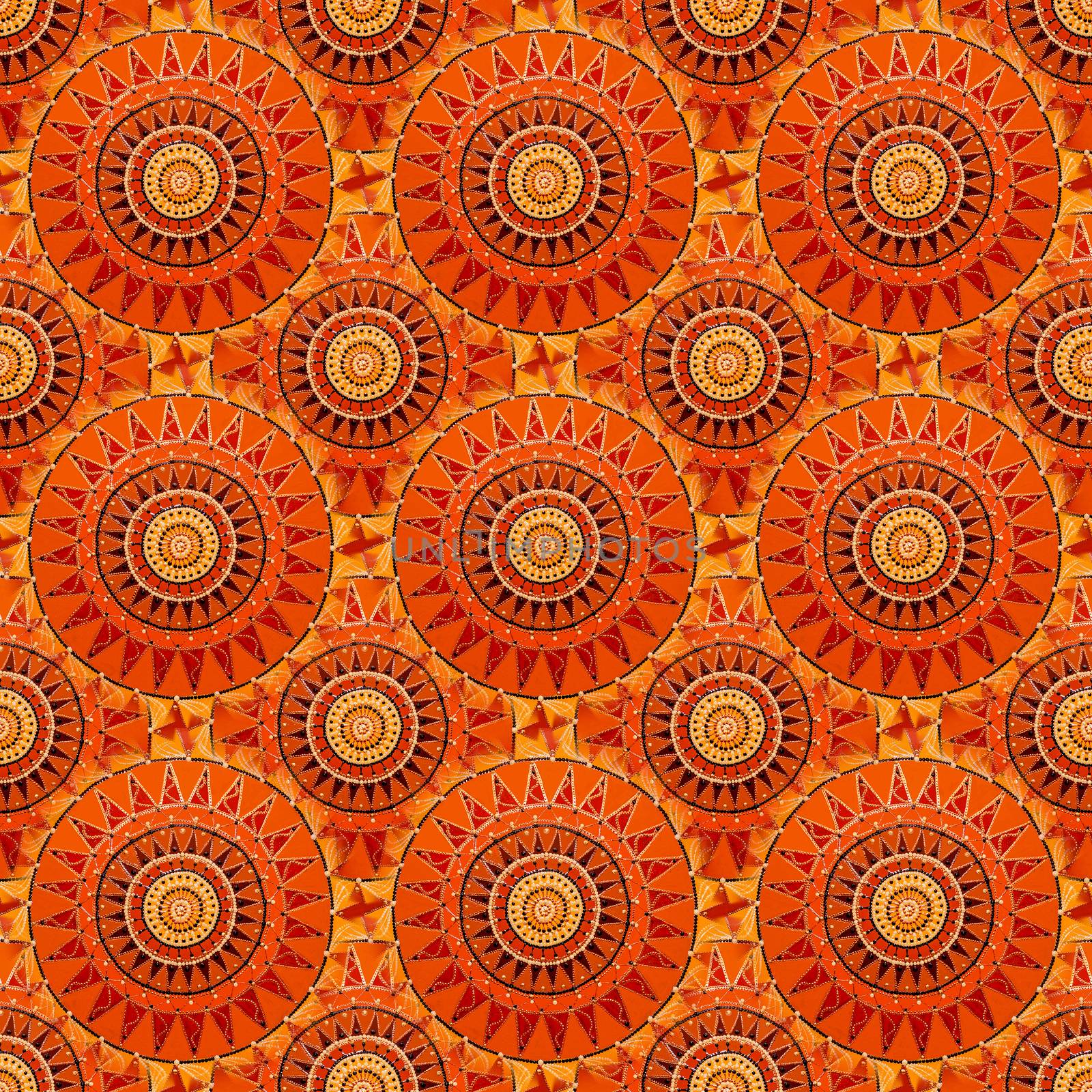 Seamless background from a set of decorative ceramic dishes hand-painted with acrylic paints with a floral pattern.