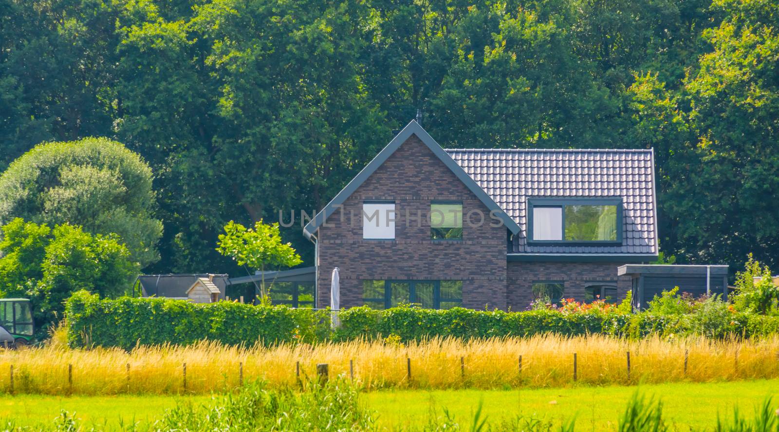 Fields with a farm house, Country side scenery of Bergen op zoom, The Netherlands