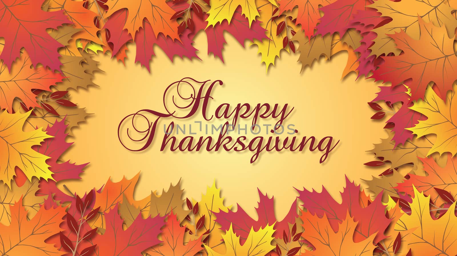 Happy Thanksgiving type with beautiful fall colored leaves