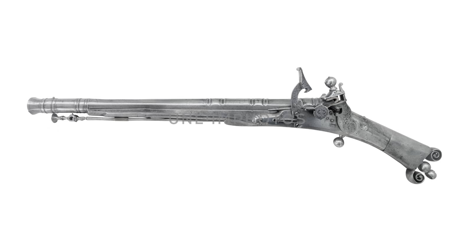 Isolated Antique Silver Pistol by mrdoomits