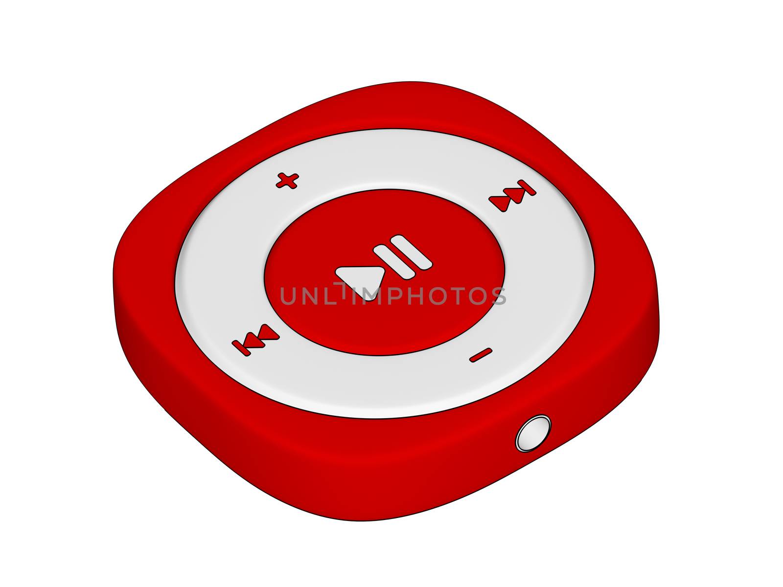 Isometric red portable music player isolated on white background