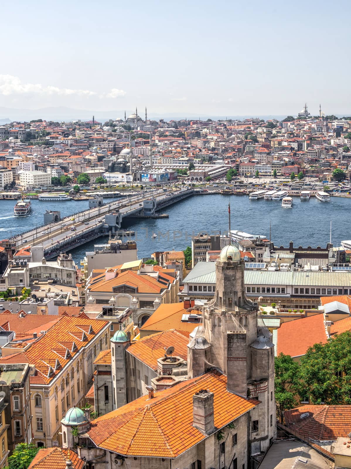 Top view of Istanbul city and Galata bridge in Turkey by Multipedia