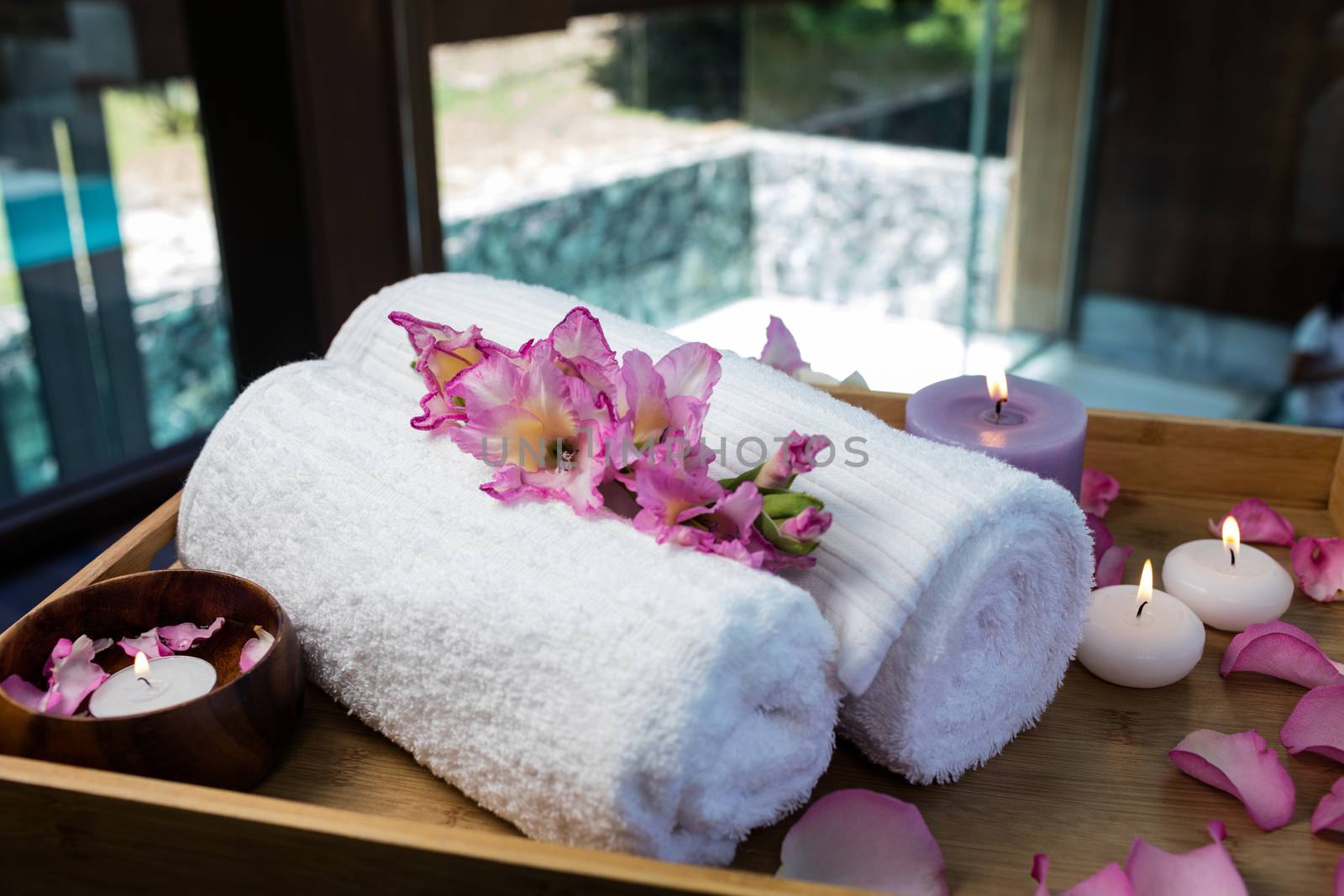 Tray of beauty therapy items at spa