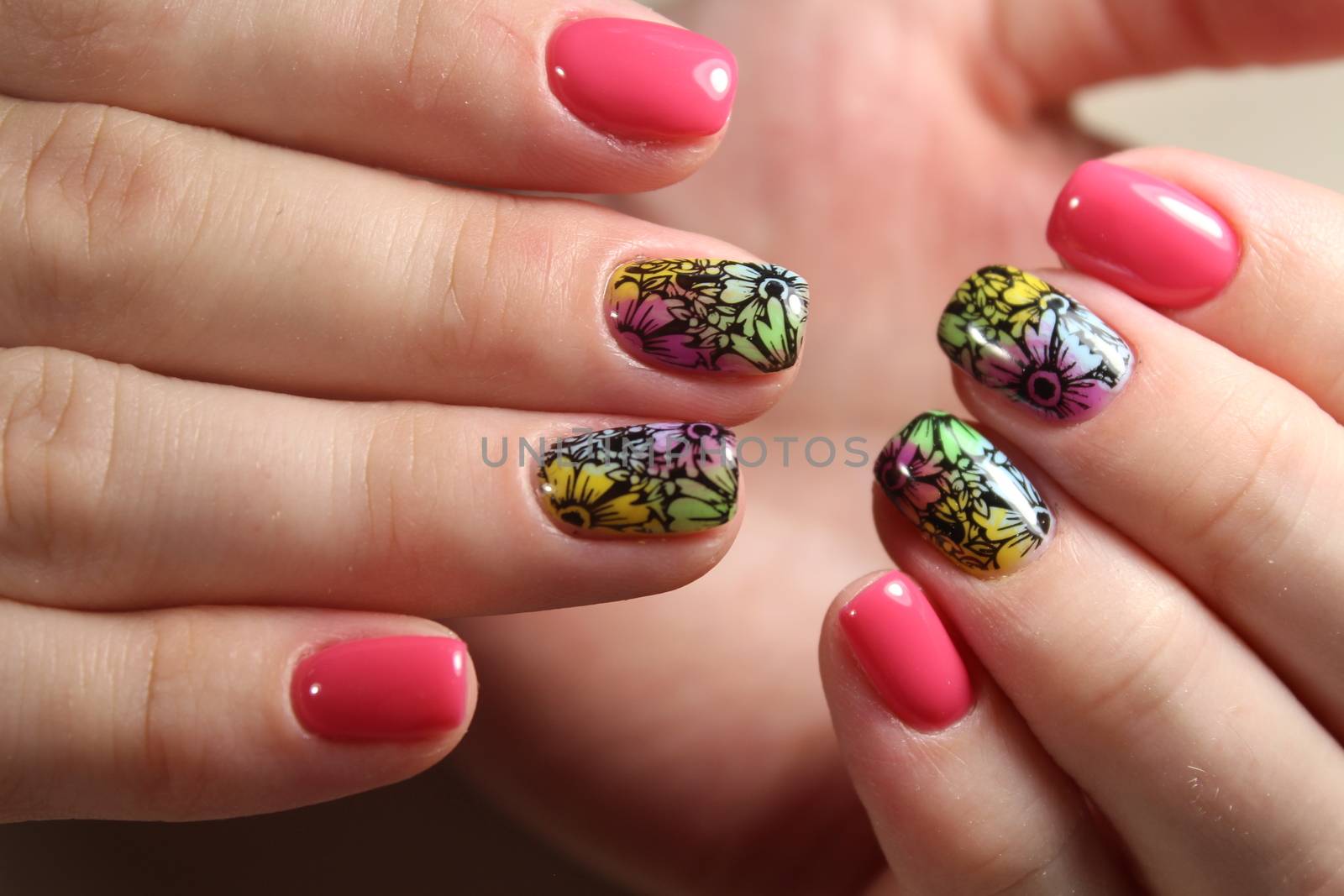 Bright, colorful design of manicure Summer 2017