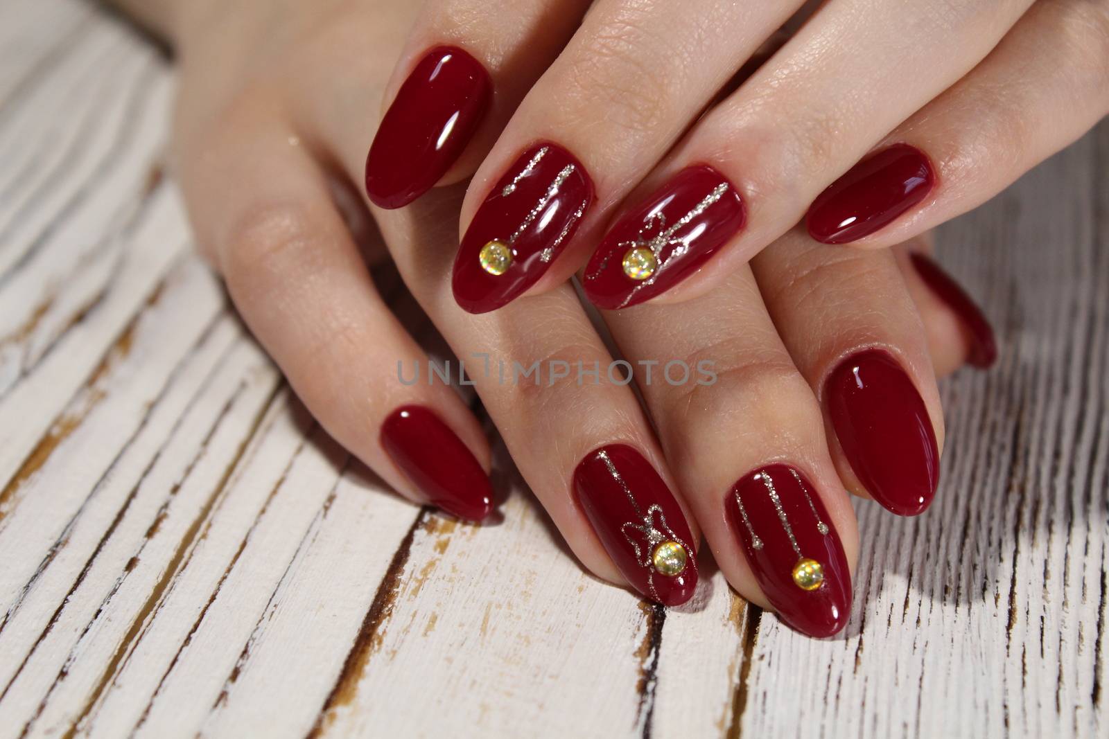 Christmas Nail art manicure. Winter Holiday style bright