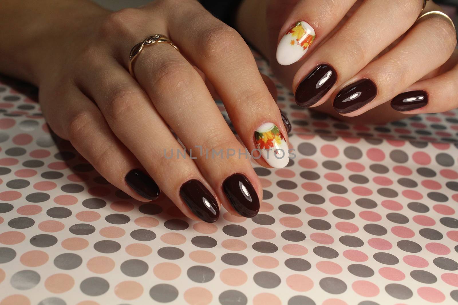 Beautiful manicure design brown with a pattern by SmirMaxStock