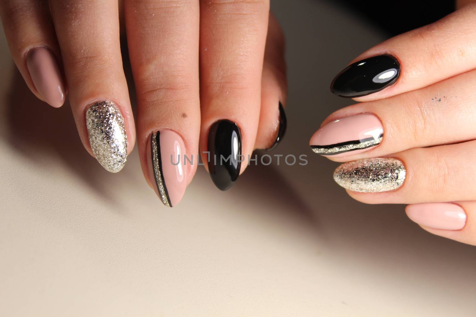 Best nails black and coffee color with abstraction
