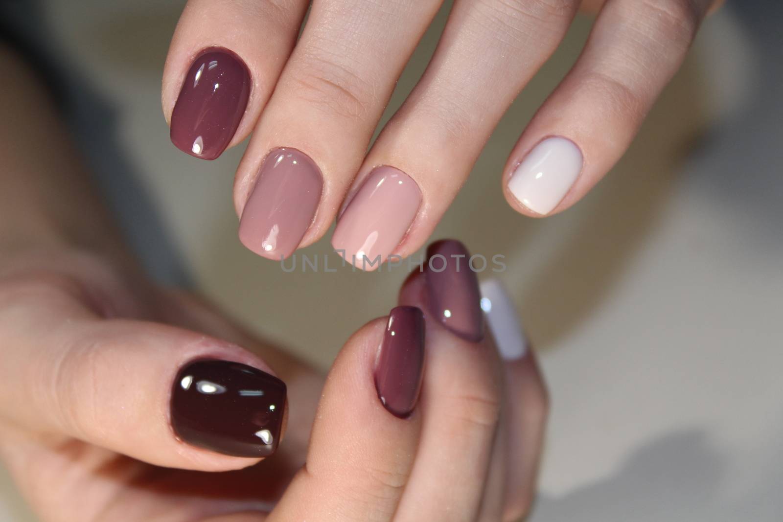 Nail art manicure. Beauty hands. Trendy Stylish Colorful Nails and Nailpolish. Manicure nail paint.