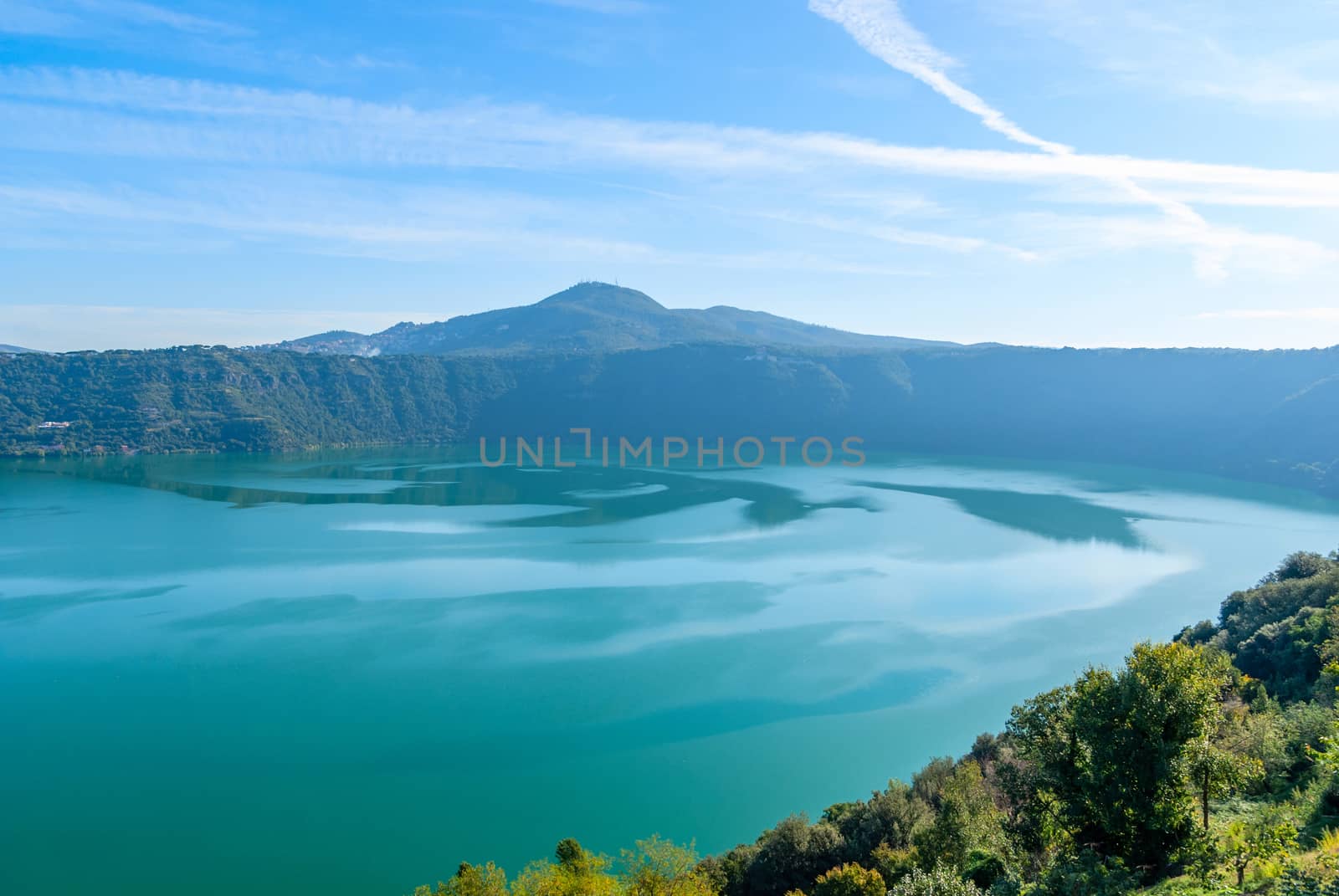 View of Lake Albano from the town of Castel Gandolfo, Italy by Zhukow